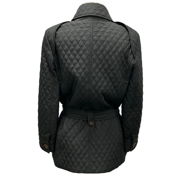 SALVATORE FERRAGAMO BLACK QUILTED BUTTON FRONT JACKET WITH BELT - Picture 3 of 4